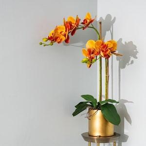 VICKY YAO Faux Floral - Exclusive Design  Orange Artificial Phalaenopsis Orchid Arrangement