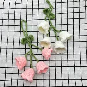 Knitted Lily Of The Valley Hand Crochet Flowers Plant Car Hanging Pendant Decor