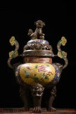 20" Chinese bronze Cloisonne flower Peony RuYi dynasty incense burner censer