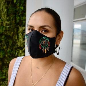 Sunflower Butterfly Flower Embroidered Cloth Face Mask High Quality 3 Layers Filter - Washable and Breathable Boho Vintage Comfortable Size