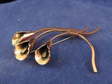 Three Copper Callia Lilies Pin by Renoir (1029)