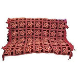 Crochet Afghan 3D Flower Lily Starfish Raised Throw Blanket Bedspread Fringe Vtg
