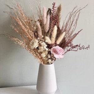 Dried and preserved flower bouquet pink and coral flowers pink rose bunny tails cream flowers boho arrangement Flowers for Wedding