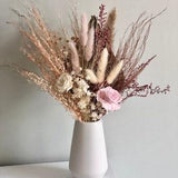 Dried and preserved flower bouquet pink and coral flowers pink rose bunny tails cream flowers boho arrangement Flowers for Wedding
