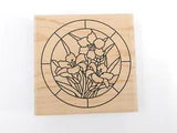 Stain Glass Window Daffodils Lilies Lily Floral Rubber Stamp