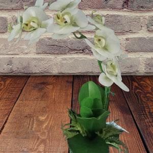 Artificial Phalaenopsis Orchid Plant, Silk Flowers PEPPERMINT CREAM