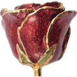 Ruby Sparkle Real Lacquered Rose 24K Gold Plated Trimmed July Birthstone Rose
