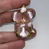 Cerrito Originals Brooch Pin Flower 1982 Gold Pink Pearlized Orchid Lily Iris