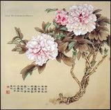 Chinese natural mulberry silk thread,su hand embroidery kits:peony flower 14"