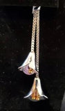 AVON CALLA LILY FLOWERS SILVER TONE LARIAT CHAIN WITH GOLD-TONE SPADIX 22" + 3"