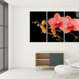 Blooming Coral Orchids Flowers Wall Art Glass Set Of 3 Luxury Bedroom Decor Botanical Spa Decoration Floral Home Decor