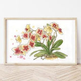 Print watercolor orchids, botanical print, plants and flowers, illustration, painting, wall decoration, watercolor