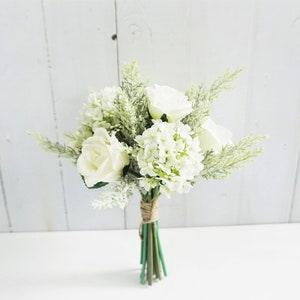 White Rose Floral Bouquet, Wedding Bouquet, White Table Flower, White Bridal Bouquet, White Bridesmaid Bouquet, Flower Girl Bouquet