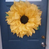 Sunflower Deco Mesh Wreath, Summer Front Door Decoration, Farmhouse Wreath