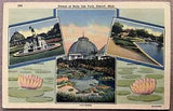 Postcard Detroit Belle Isle Park Lily Pond Scenes Michigan Vintage Linen c1930
