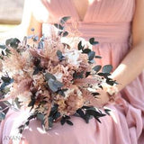 Bouquet MONTREAL hydrangea and eucalyptus blush pink shade, preserved dried flower arrangement boho chic wedding pastel tint Bridal bouquet