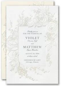 NEW LISTINGPeony Flower Embossed Wedding Invitations Boho Pearl Foil Floral Garden Sketch