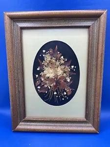 Vintage Handmade Framed Pressed Dried Flowers Art Wall Decor Bouquet Picture