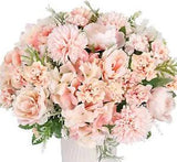 3 Packs Pink Artificial Flowers Silk Peonies Hydrangea Camellia Bouquet Decor