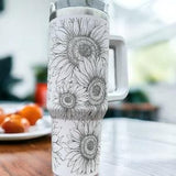 Sunflower tumbler|40 oz tumbler sunflower|New agua bottle|New coffee mug|Engraved tumbler|Personalized 40oz tumbler|Sunflower accessories