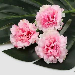 Bulk 20P Pink Artificial Silk Flower Heads Fake 2" Rose Carnation Peony Decor