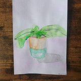 House Plant Watercolor Painting, Potted Plant Art 8.5x5.5 Paper