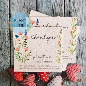 Thank you Seed Card - Seeded Wildflower Card - Plantable Seed Card  - Thank you with Flowers - Eco Bee Friendly
