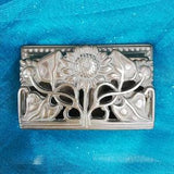 Desk Organizer, Stamp or Clips Box, Vintage Brass Sunflower motif Artnouveau Style