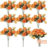 8 Packs Artificial Flowers Faux Flowers Silk Hydrangea Bouquet Peony Orange