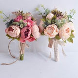 Champagne Bouquets,Pink Peony Bridal Bouquets,Bridesmaids Bouquet,Fall Wedding Bouquet,Boho Rustic Bouquet,Artificial Wedding Flower Bouquet