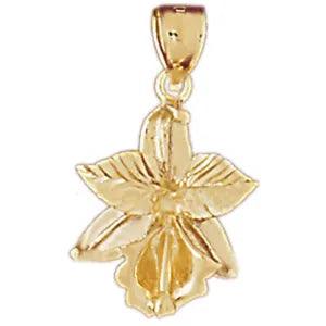 New 14k Yellow Gold Lily Flower Pendant