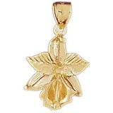 New 14k Yellow Gold Lily Flower Pendant