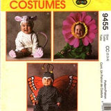 Tom Arma Vintage Toddler Halloween Costumes Sewing Patterns, Size 2 3 4, Patterns for Butterfly, Sunflower, Mouse Costumes, McCall's 9455