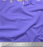 Soimoi Purple Velvet Fabric Leaves & Peony Floral Print Fabric by-HsS