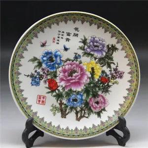 6 Inch Chinese Rose Porcelain Painted Peony Flower Plate W Qianlong Mark