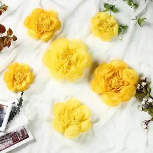 6 pack 12" 16" 20" Dark and Light Yellow Tissue Paper Peony Flowers Backdrop