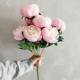 Simulation 10 Core-spun Peony Bouquets Room Dining Table Fake Artificial Flowers