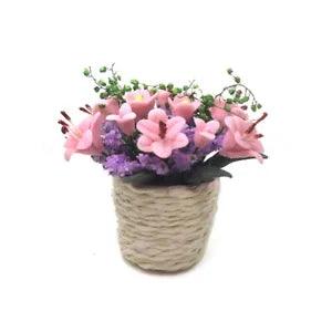 1/6 1/12 Pink Lily Flower basket Dollhouse Miniature Flower Plant Accessories 1x