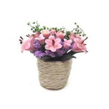 1/6 1/12 Pink Lily Flower basket Dollhouse Miniature Flower Plant Accessories 1x