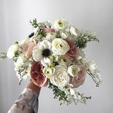 Anemone Wedding Spring Bridal Bouquet Dusty Rose Ranunculus Wedding Bouquet Dusty Greenery Artificial Ivory Bridesmaid Bouquet Flowers Steel