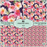Watercolor Peony Flower Patterned Iron on Vinyl, Printed HTV, Craft Vinyl-  423