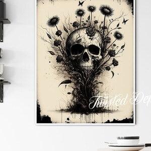 BOUQUET OF DEATH, Gothic Flower Painting . Framed fine art, canvas, or poster prints.