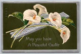 Postcard May You Have a Peaceful Easter Lilies Cross  Embossed c1911 B8