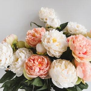 Peony Flower Stem Beige Peach Faux Silk Flowers Peonies Artificial wedding flowers vintage Style Peony Roses DIY Flower Arrangements Bouquet