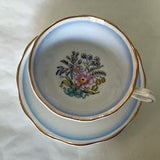 Royal Albert cup and saucer, floral bouquet and blue bow, 1940s - 50s