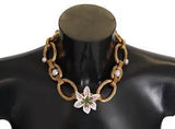 DOLCE & GABBANA Necklace Gold White Lily Floral Chain Statement Womens RRP $1400