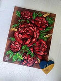 Miniature watercolor painting "Peonies with ears"