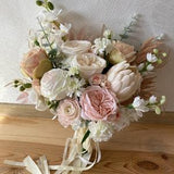 Dusty rose bouquet with flowers ivory elegant, boho silk bridal bouquet, boxo fake wedding bouquet.