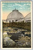 Michigan MI, Detroit - Lily Pond And Horticultural Building - Vintage Postcard