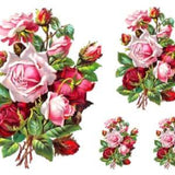 Vintage Image Shabby Pink Rose Flower Floral Bouquet Transfers Waterslide Decals FL488